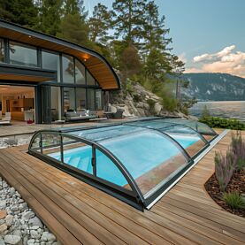 Poolüberdachung ALBIXON Dallas Sky Clear A 373 x 642 x 82 cm