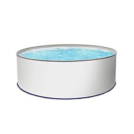 Rundpool Stahlwandpool weiß Folie grau 0,8 mm Poolset rund 350 x 150 cm als Komplettset