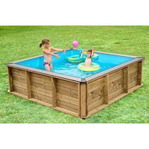 BWT Holzpool Pistoche by Procopi - Kinderpool 200 x 200 x 64 cm - inkl. Sicherheitsabdeckung und Winterabdeckplane