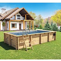 Holzpool Urban XL 650 x 350 x 133 cm mit Automatischer Abdeckung und Technikraum 