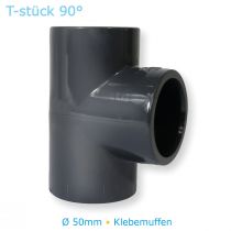 PVC-U Fitting T-Stück 50mm 90° 4er Set