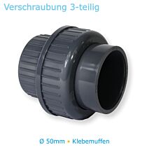 PVC-U Fitting 3-teilige Verschraubung 50 mm