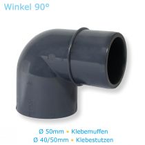 PVC-U Fitting Winkel 90° Reduzierung 50/40 mm 6er Set