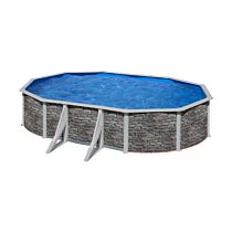 Stahlwandpool Gre GIANT Komplettset Ovalpool oval 300 x 500 x 132 cm stein
