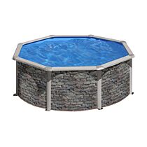 Stahlwandpool Gre GIANT Rundpool rund 460 x 120 cm stein