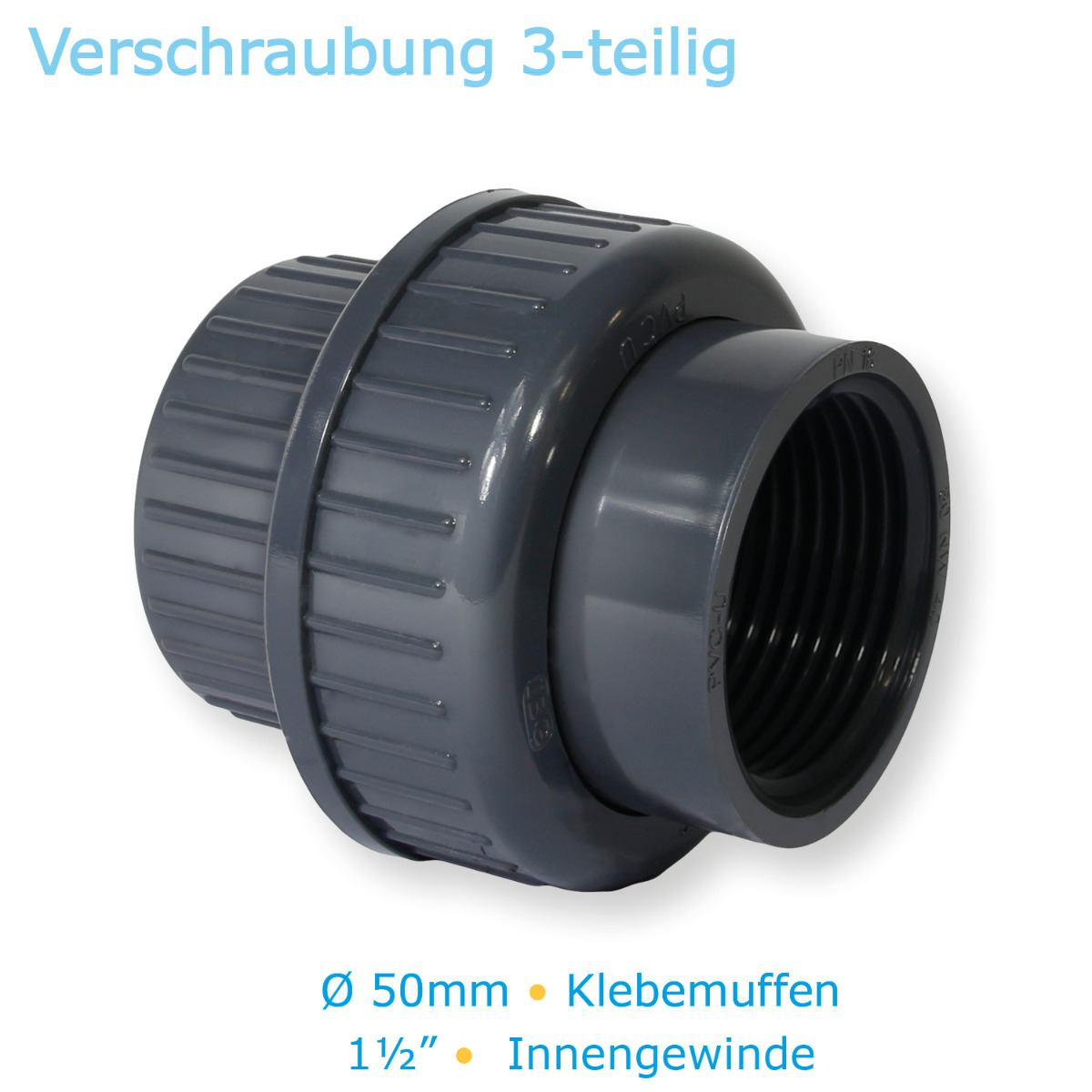 PVC Fitting Ø 50 mm Klebefitting Pool IBG® Klebemuffe Rohr Reduzierung  Praher